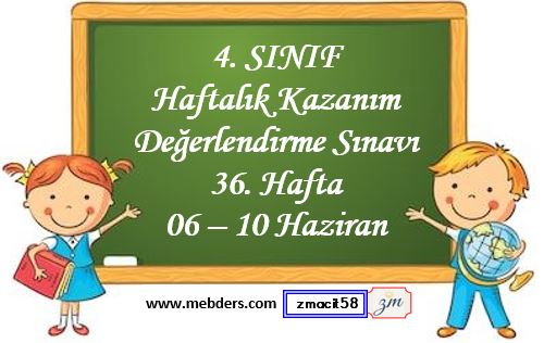 4. Sınıf Haftalık Değerlendirme Testi 36. Hafta (06 - 10 Haziran )